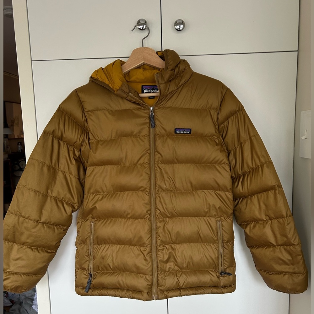 Patagonia down coat sweater hoody XL 14  puffer parka EUC